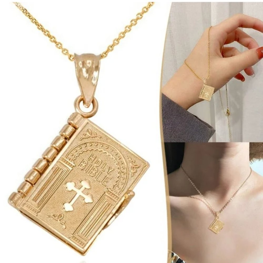 Miniature Bible Pendant Necklace